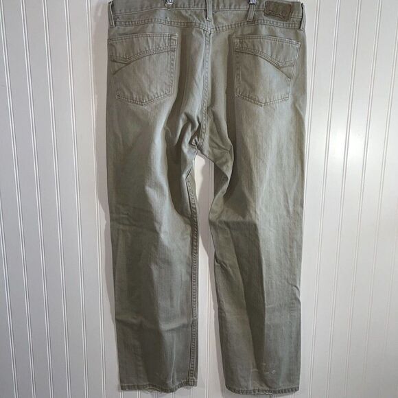 Wrangler Jeans Size 38x32 Mens Relaxed Fit Destroyed Stained Light Khakis - Picture 6 of 9